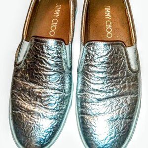 Designer silver slip-on Jimmy Choo shoes 👟